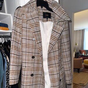 Maje Plaid Wool Coat – Like New, Worn Twice (2024)